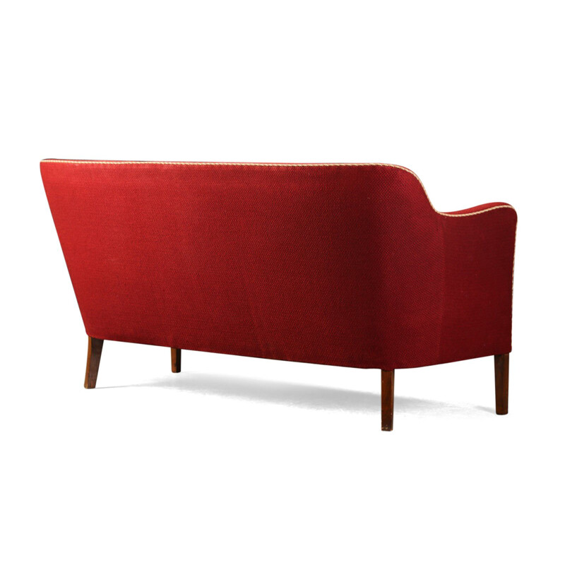 Scandinavian vintage sofa for Fritz Hansen in red wool 1930
