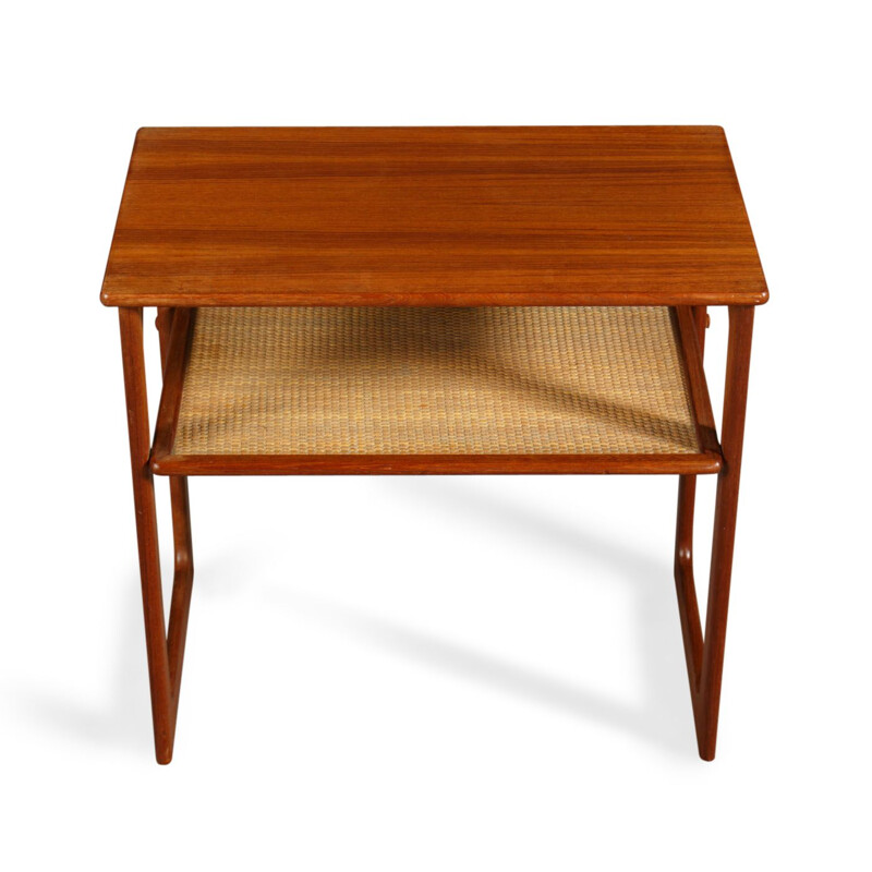Vintage coffee table for CFC Silkeborg in teak and wicker 1950