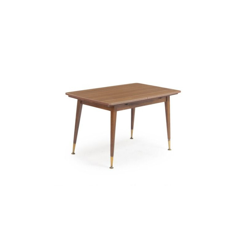 Italian vintage walnut and brass table 1960