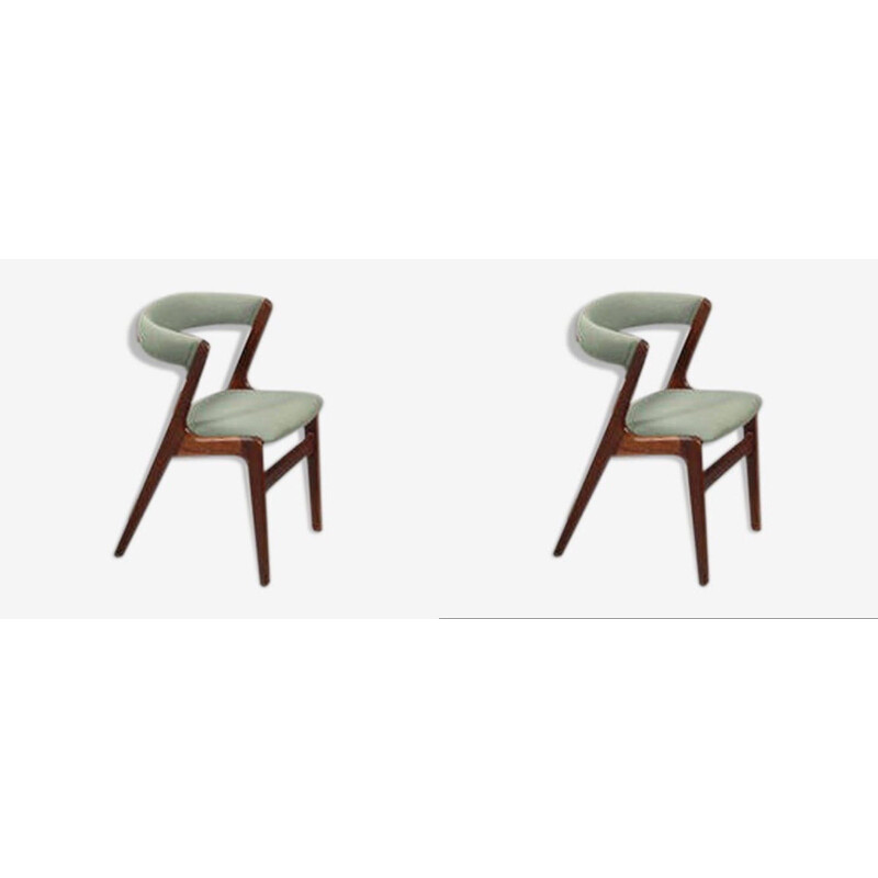 Paire de chaises vintage danoises en teck et laine verte 1960