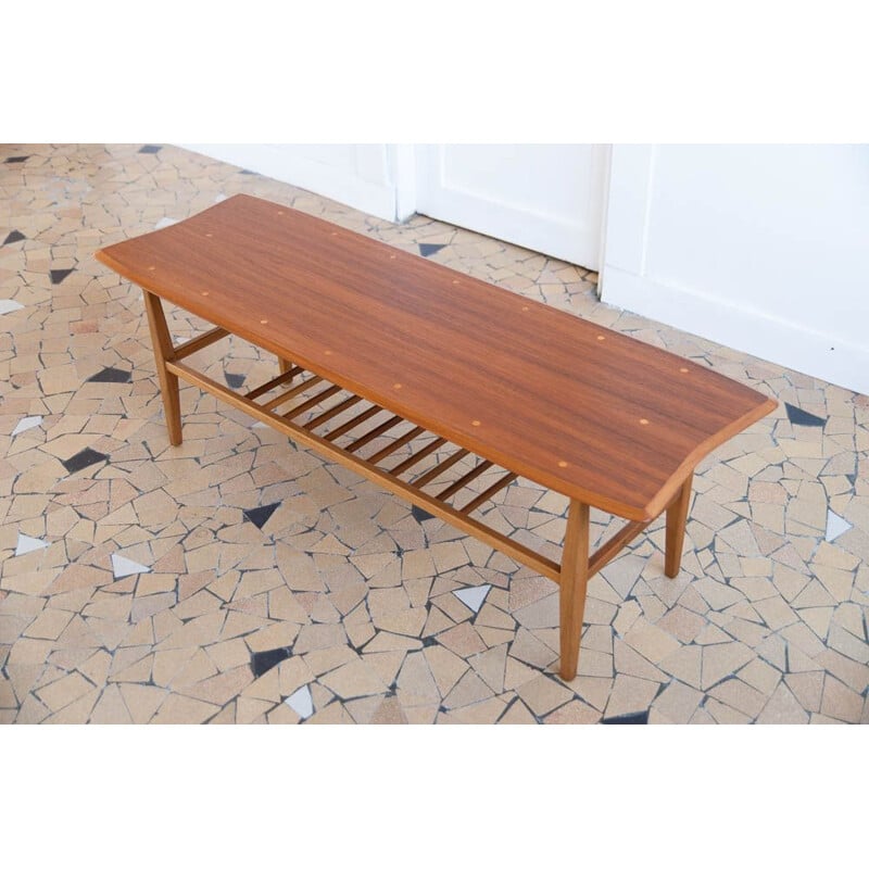 Table basse vintage scandinave 122cm