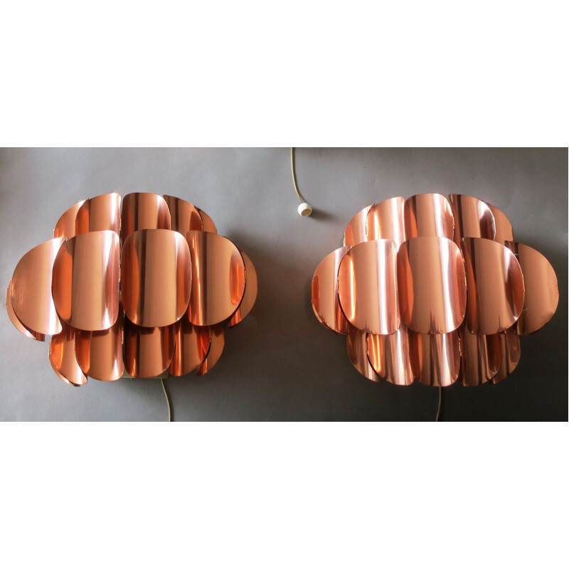 Pair of vintage Swiss Copper wall lights by Thorsten Orrling for Temde