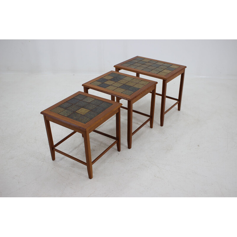 Vintage Teaktile nesting tables, Denmark - 3 pieces