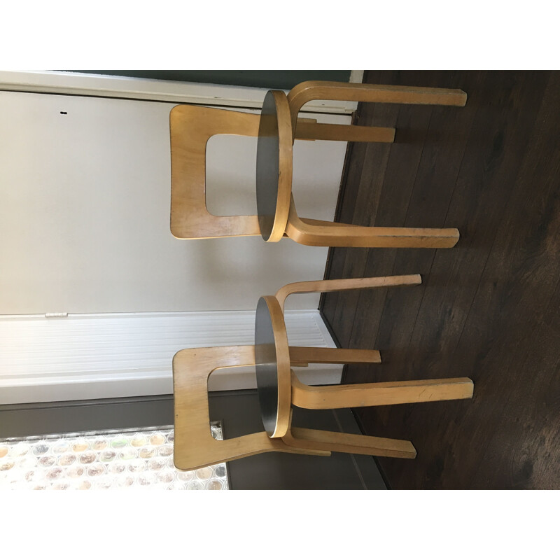 Set of 2 vintage Model No. 65 chairs by Alvar Aalto for Artek