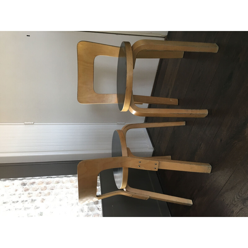 Set of 2 vintage Model No. 65 chairs by Alvar Aalto for Artek