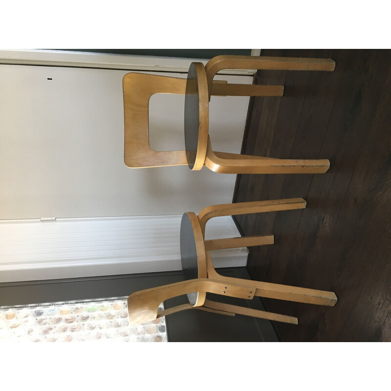 Set of 2 vintage Model No. 65 chairs by Alvar Aalto for Artek