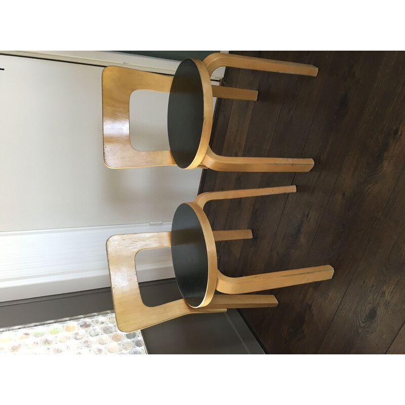 Set of 2 vintage Model No. 65 chairs by Alvar Aalto for Artek