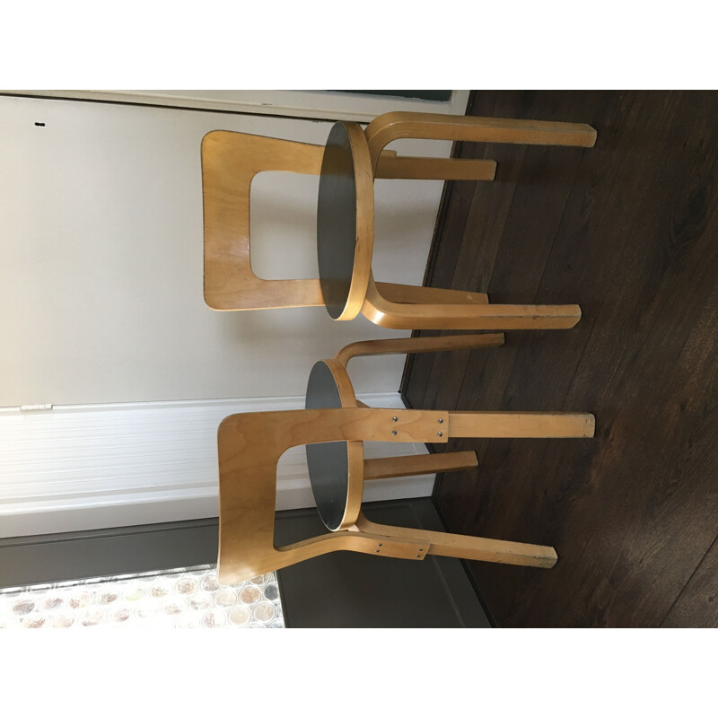 Set of 2 vintage Model No. 65 chairs by Alvar Aalto for Artek