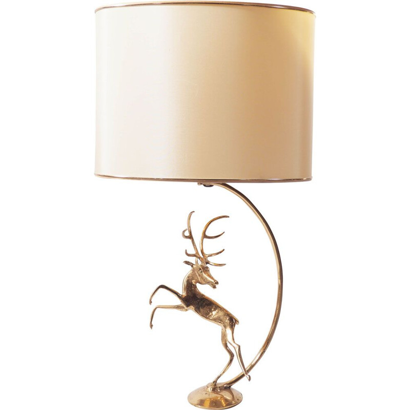 Lampe vintage cerf en bronze par Guy 1950s