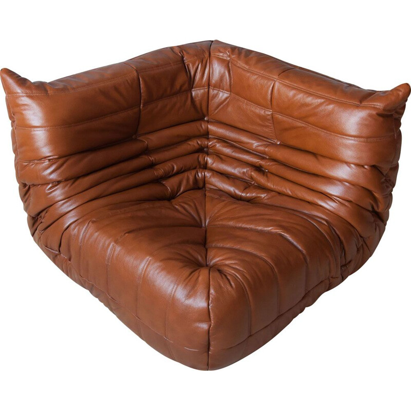 fauteuil d'angle Togo - cuir brun
