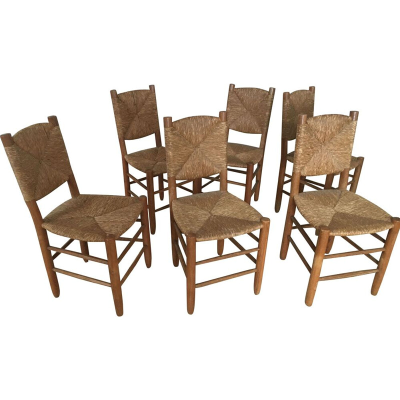 Set of 6 vintage chairs n19 by Charlotte Perriand 1960s