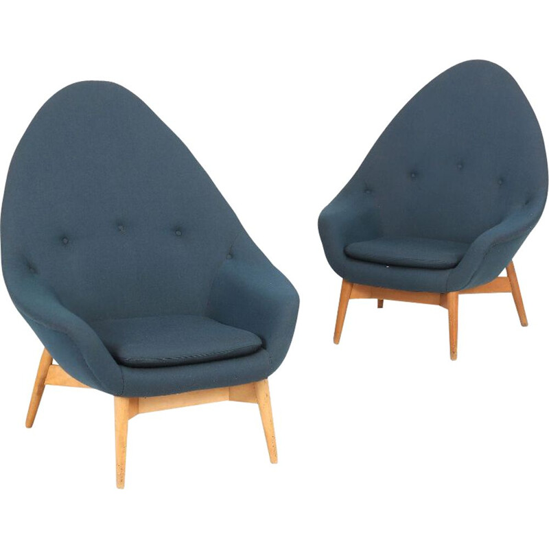 Pair of vintage Monk armchairs for Paire de fauteuils vintage Monk pour Keravan Puusepäntehdas Stockmanr Oy 1950 1950