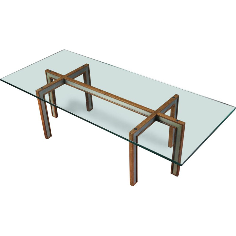Scandinavian vintage coffee table for CFC Silkeborg in rosewood and glass 1960