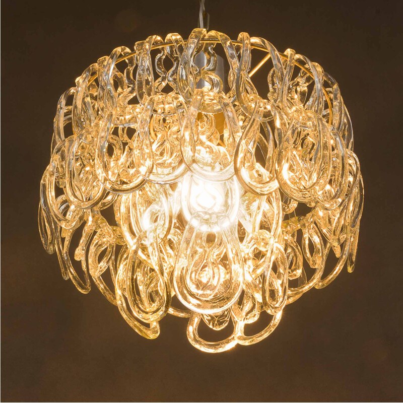 Vintage chandelier in Murano glass by Angelo Mangiarotti  for Vistosi 1960