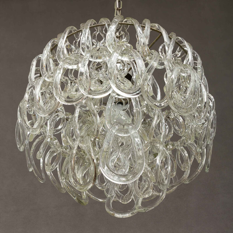 Vintage chandelier in Murano glass by Angelo Mangiarotti  for Vistosi 1960