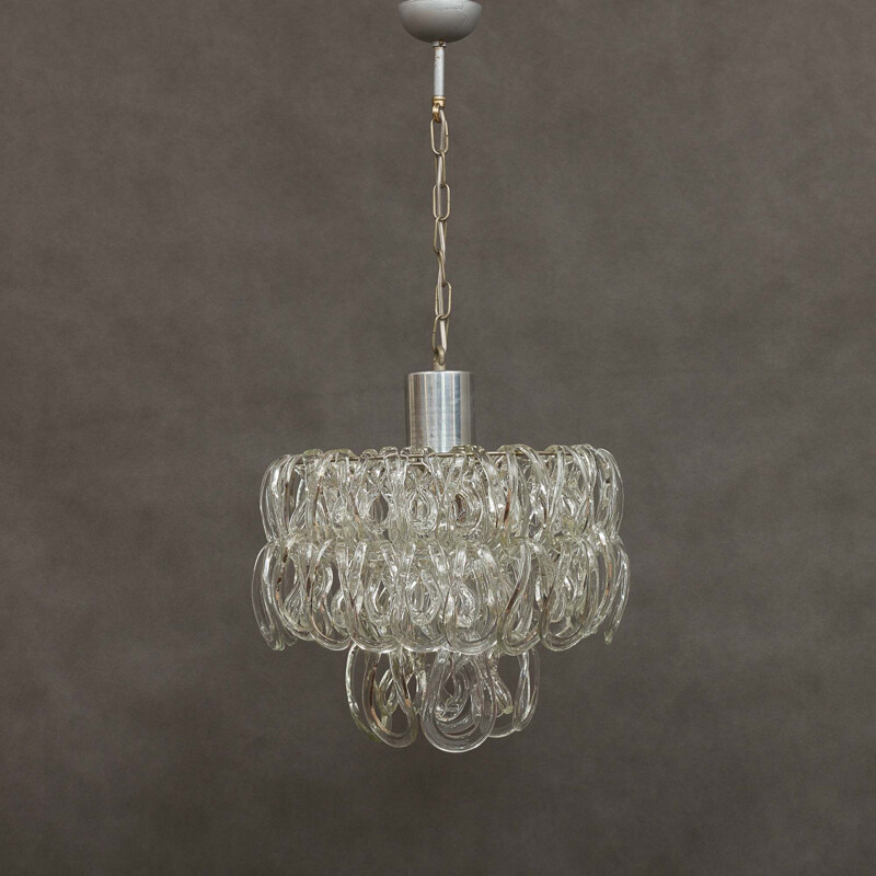 Vintage chandelier in Murano glass by Angelo Mangiarotti  for Vistosi 1960