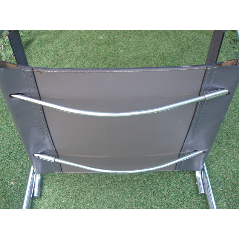 Set of 8 vintage armchairs B34 by Marcel Breuer in grey and chrome leather 