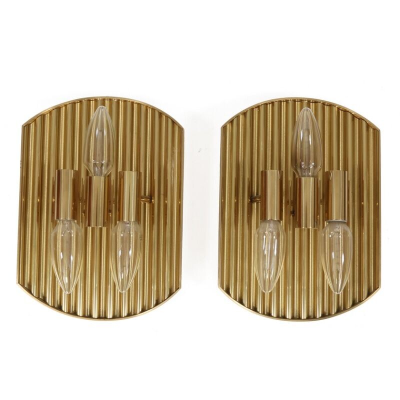 Pair of vintage wall lamps in brass 1960s