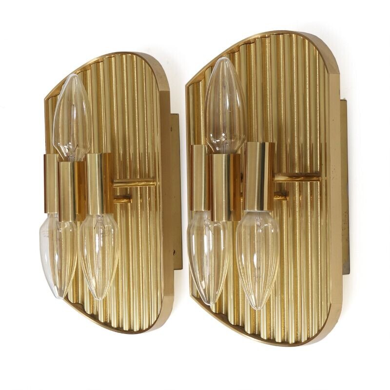 Pair of vintage wall lamps in brass 1960s