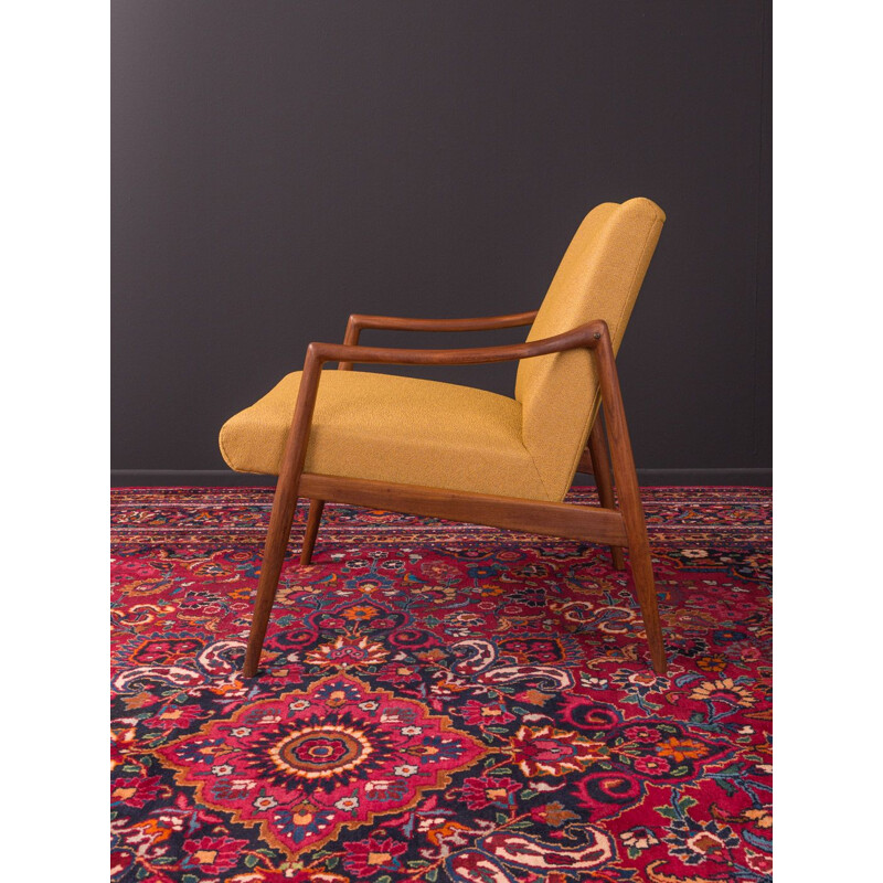 Vintage yellow armchair for Wilkhahn in walnut 1950s