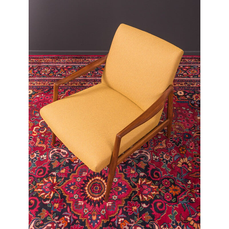 Vintage yellow armchair for Wilkhahn in walnut 1950s