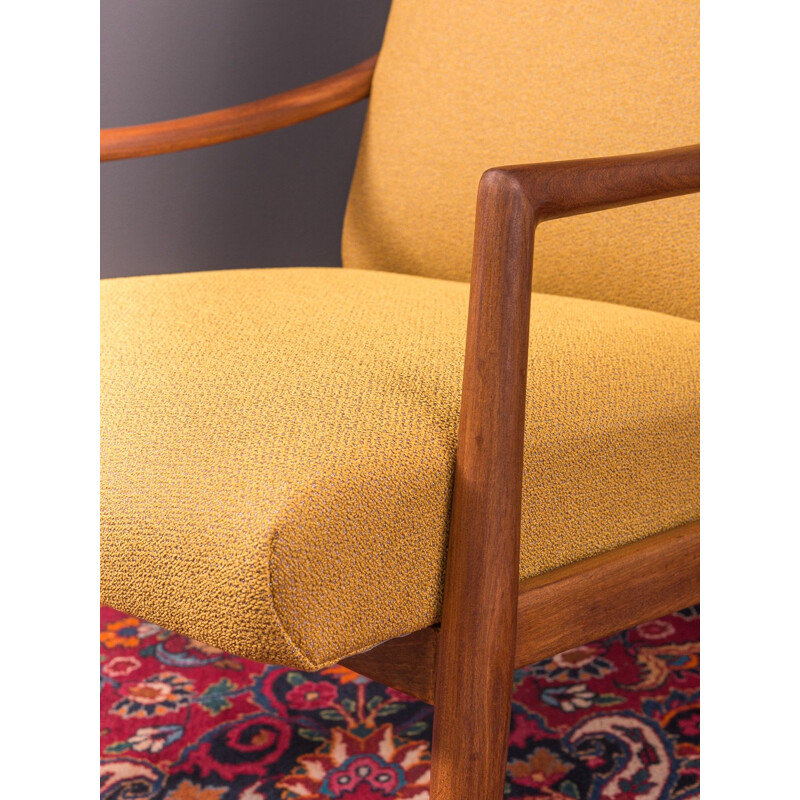 Fauteuil vintage jaune pour Wilkhahn en noyer 1950