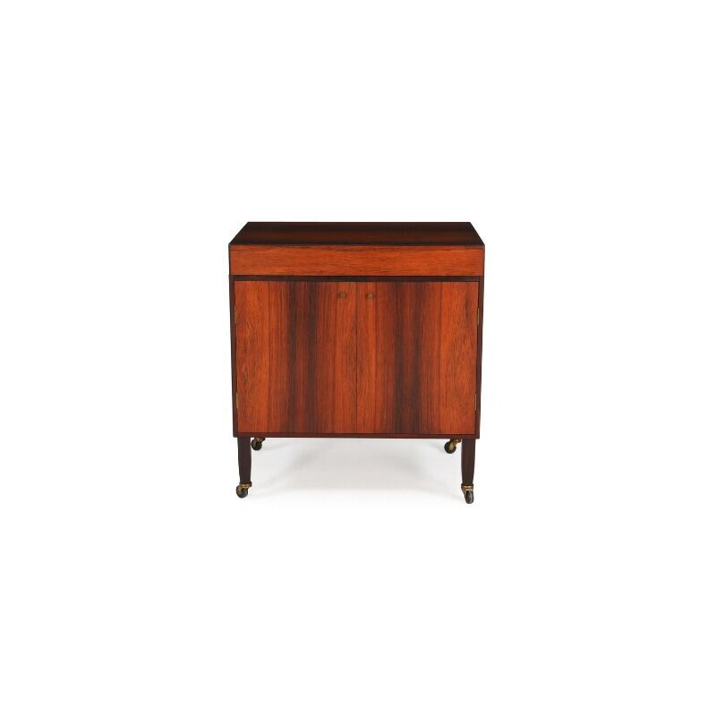 Vintage bar on wheels in rosewood and brass 1960