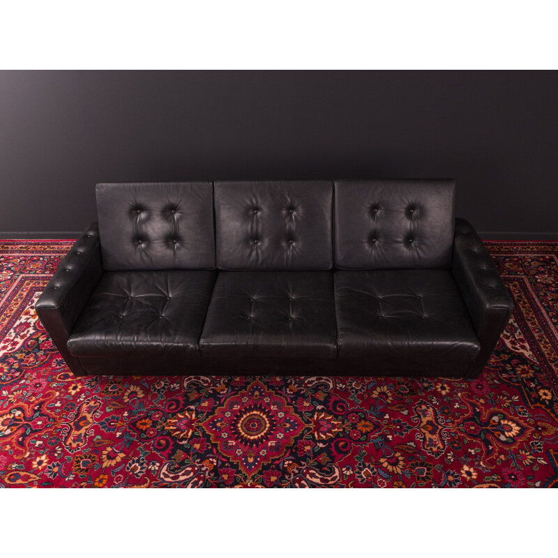 Deutsches Vintage-Sofa aus schwarzem Leder 1960