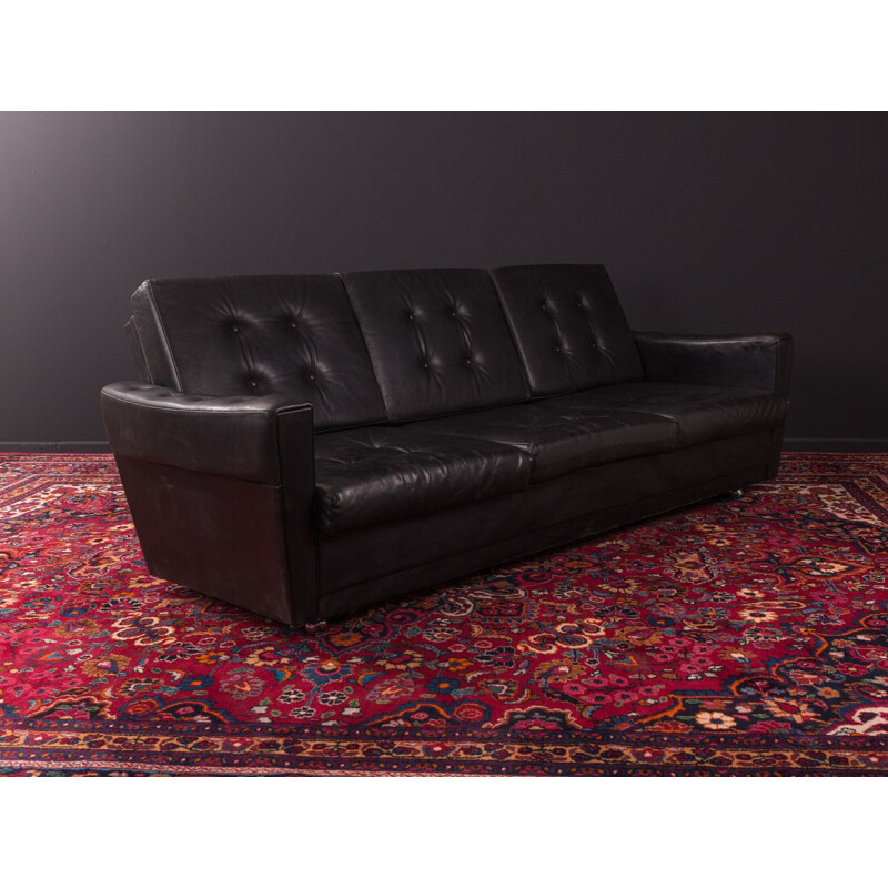 Deutsches Vintage-Sofa aus schwarzem Leder 1960
