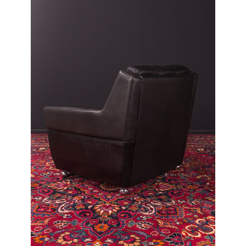 Vintage german armchair in black leather and metal 1960s