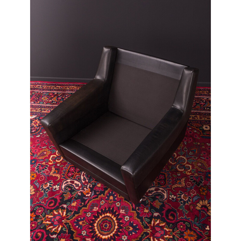 Vintage german armchair in black leather and metal 1960s