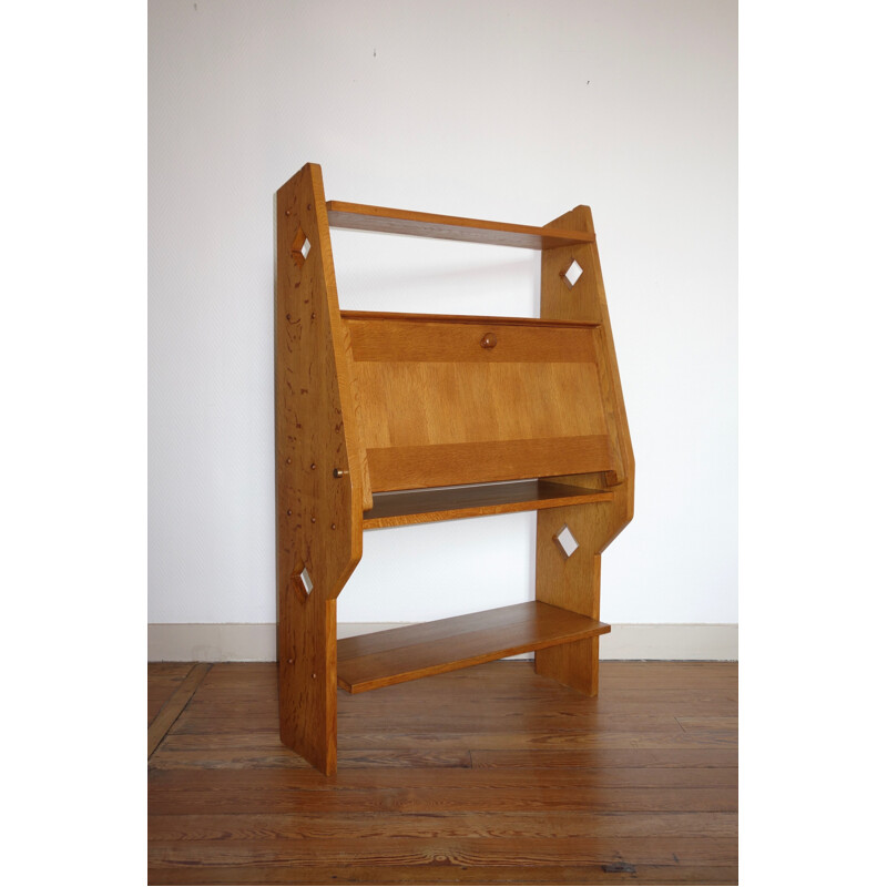 Vintage writing desk for Votre Maison in oak and brass 1960