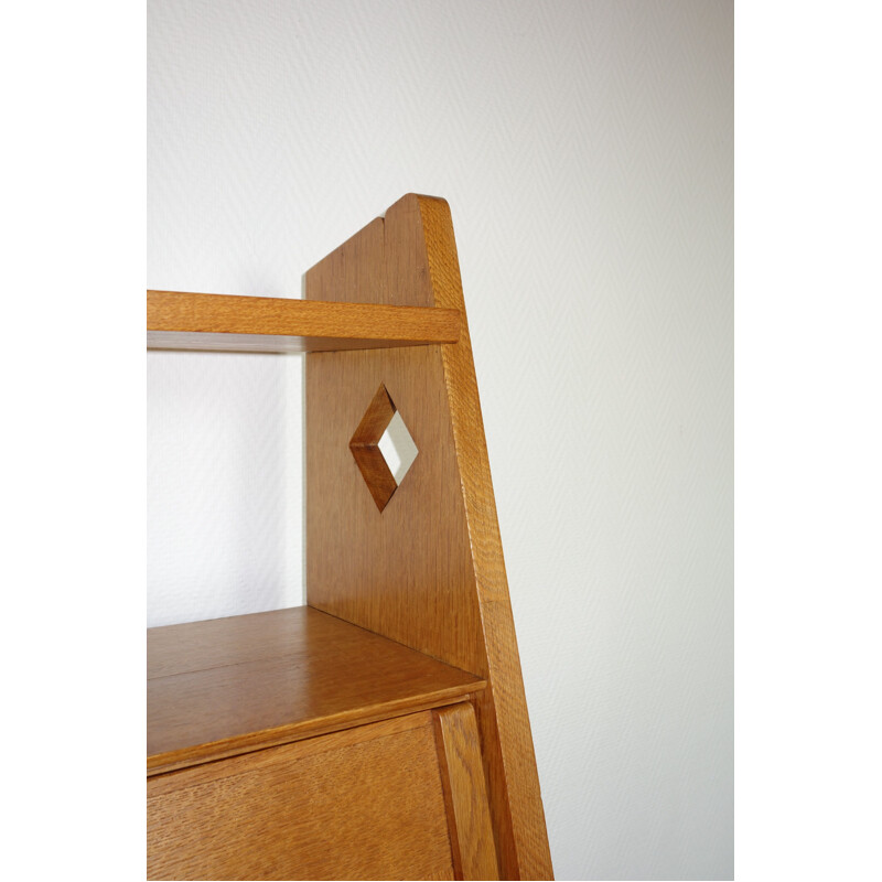 Vintage writing desk for Votre Maison in oak and brass 1960