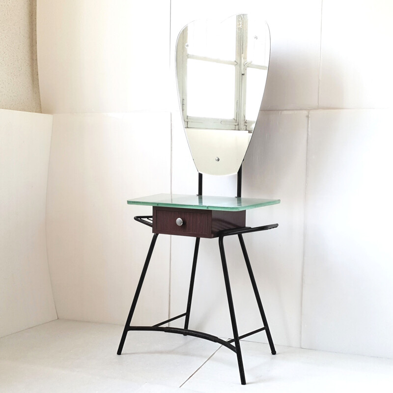 Vintage French steel and formica dressing table, 1950