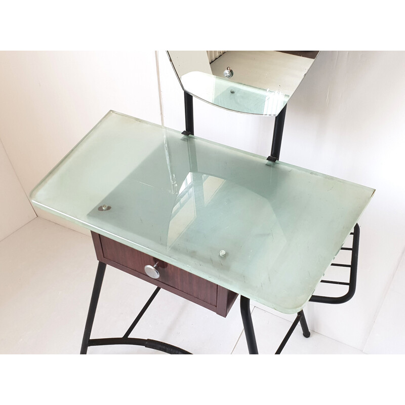 Vintage French steel and formica dressing table, 1950