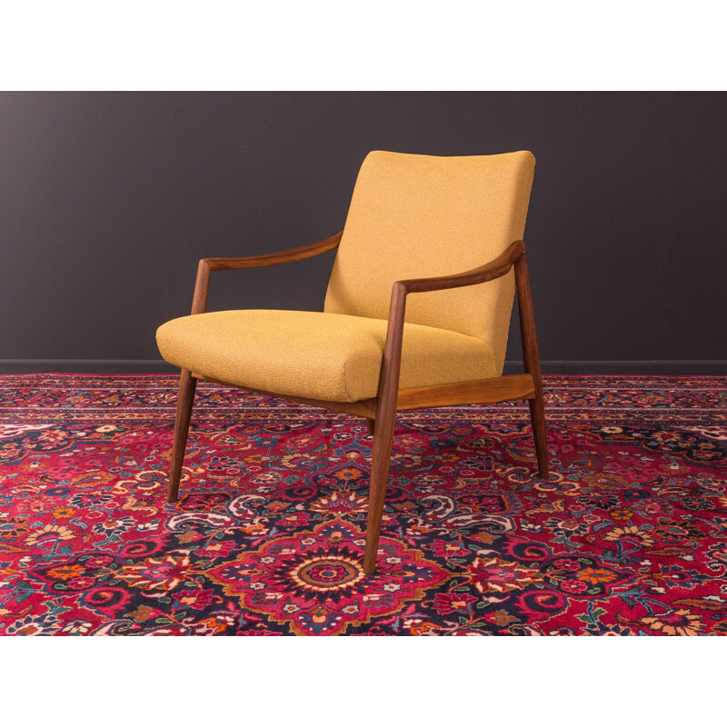 Fauteuil vintage jaune pour Wilkhahn en noyer 1950