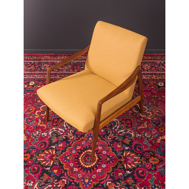 Vintage yellow armchair for Wilkhahn in walnut 1950s