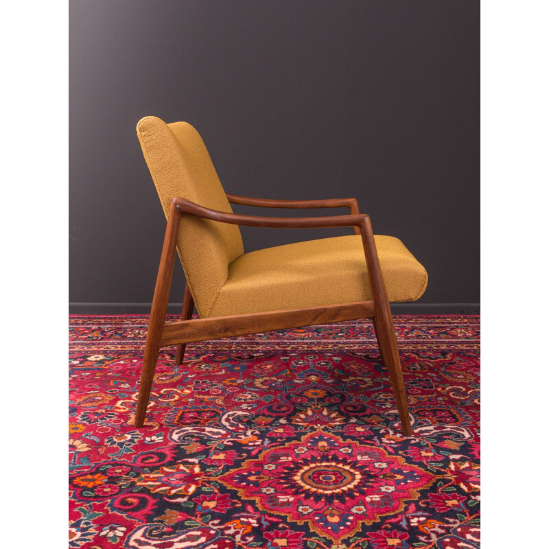 Vintage yellow armchair for Wilkhahn in walnut 1950s