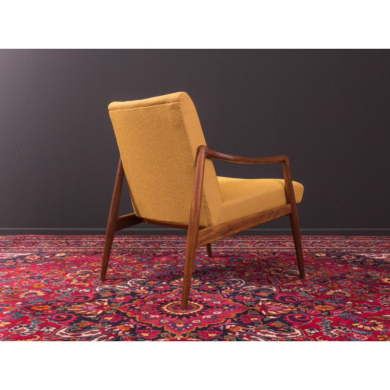 Fauteuil vintage jaune pour Wilkhahn en noyer 1950