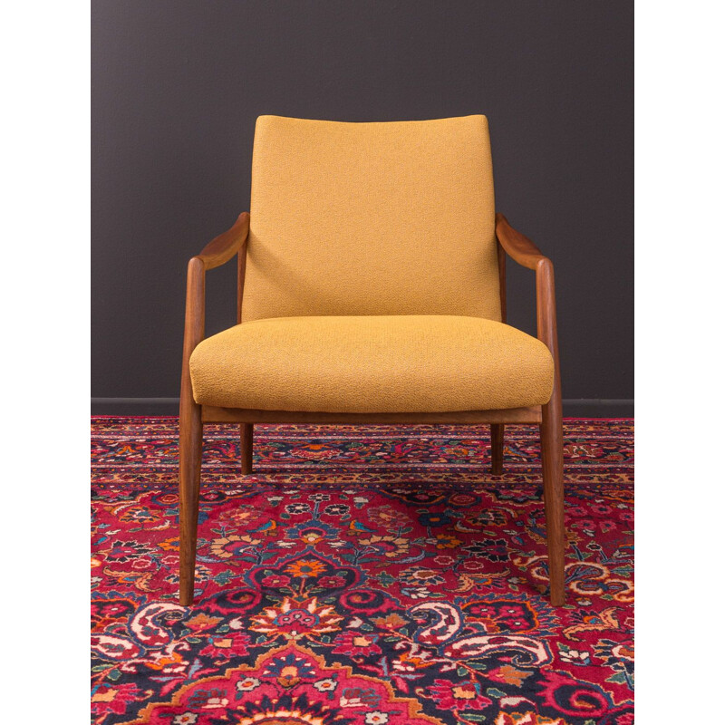 Vintage yellow armchair for Wilkhahn in walnut 1950s