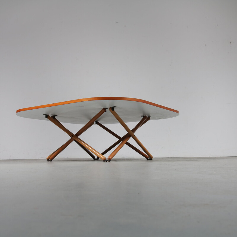 Vintage Broomstick coffee table for Alias in beech and white laminated 1970s