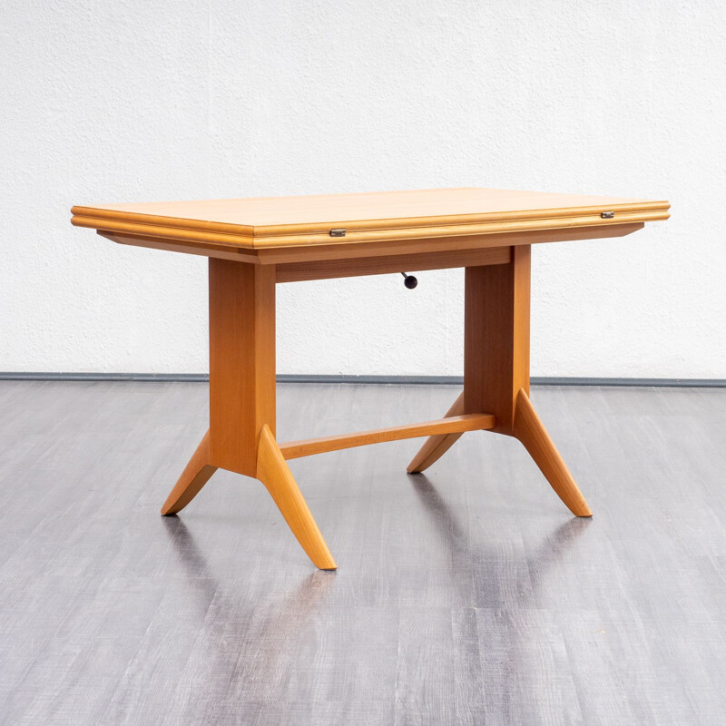 Table à repas vintage en bois de cerisier par Wilhelm Renz années 1950