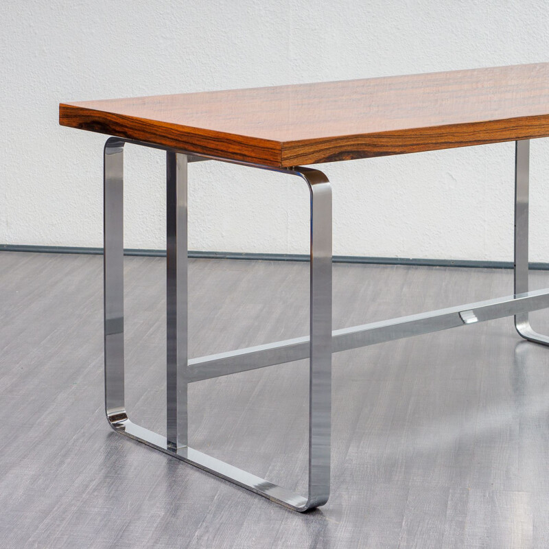 Vintage desk rosewood and steel Germany 1970s 