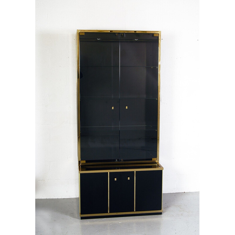 Vintage italian bookcase for Zevi in brass and glass 1970s
