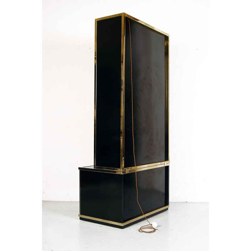 Vintage italian bookcase for Zevi in brass and glass 1970s