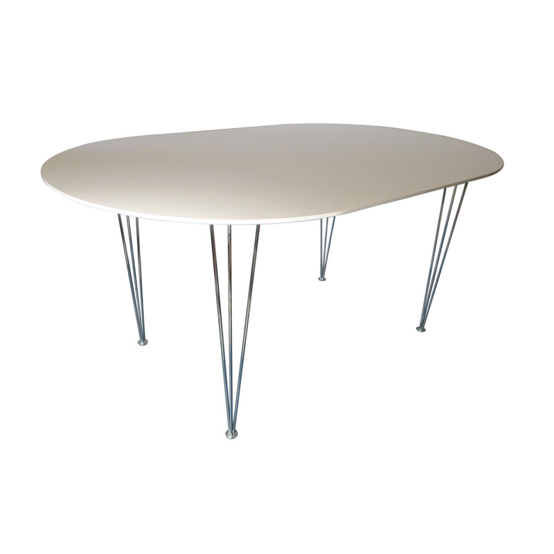 Vintage ellipse-shaped table with hairpin legs 1970s