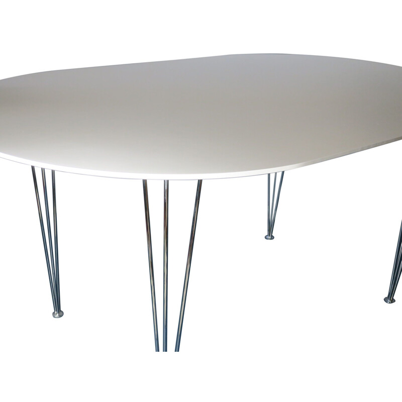 Vintage ellipse-shaped table with hairpin legs 1970s