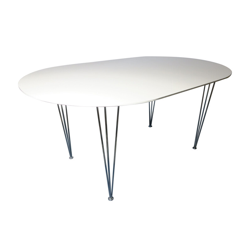 Vintage ellipse-shaped table with hairpin legs 1970s
