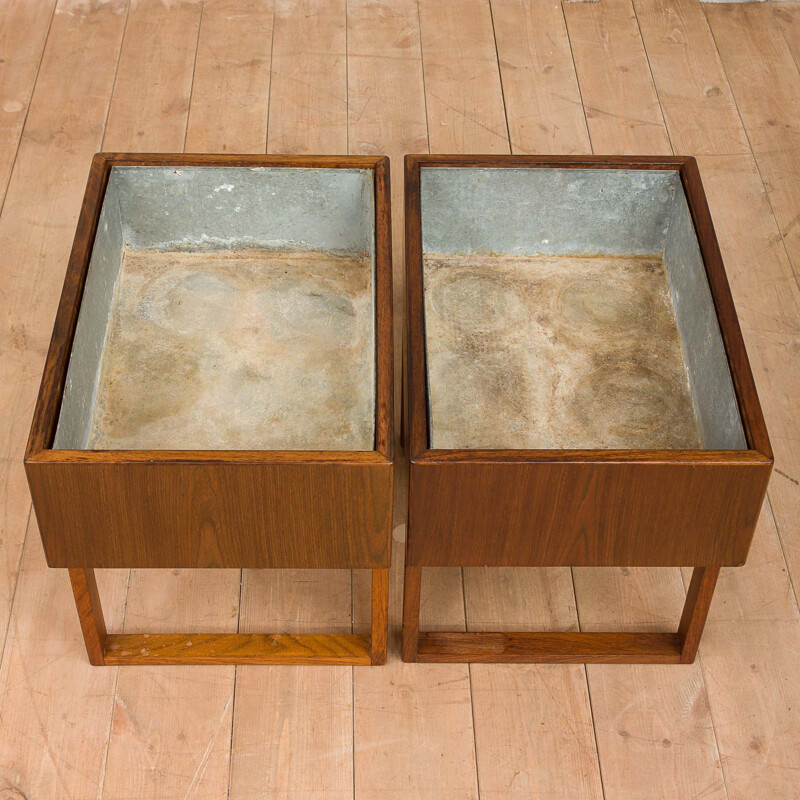 Pair of vintage indoor planters for Salin Mobler in rosewood 1960s 