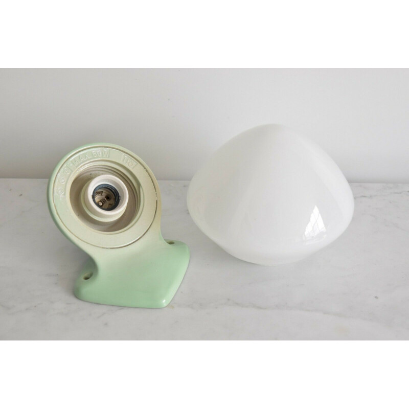 Vintage wall lamp for Infö Electric in porcelain and opaline glass